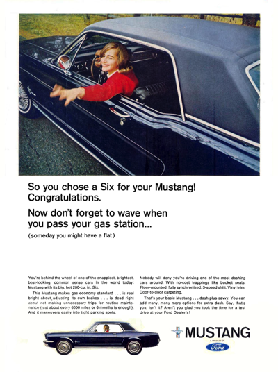 1966 Ford Ad Mustang "So you chose a six for your Mustang . . ."