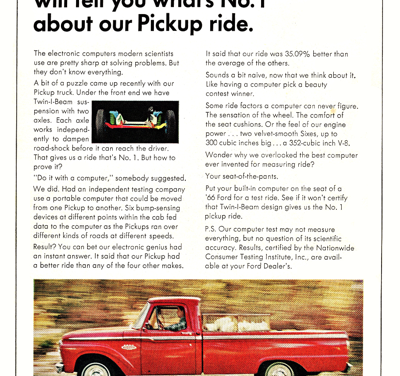 1966 Ford Ad Truck “Scoff at our scientific proof, if you will.”