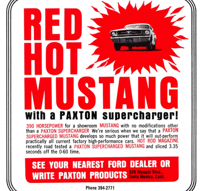 1966 Ford/Paxton Ad Mustang “Red Hot Mustang”