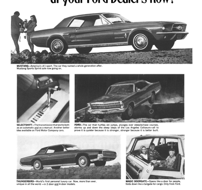 1968 Ford Ad  “Ford’s better ideas for sale” Mustang, Galaxie, and Thunderbird