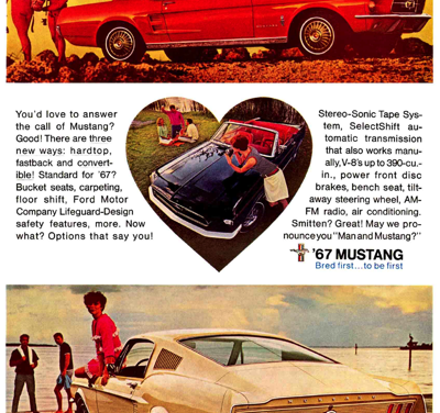 1967 Ford Ad Mustang “You’d love to answer the call of Mustang?”