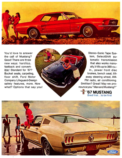 1967 Ford Ad Mustang "You'd love to answer the call of Mustang?"