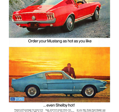 1967 Ford Ad Mustang “Order your Mustang as hot as you like”