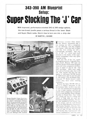 Hi-Performance Cars July 1968 - 343-390 AM Blueprint Setup:Super Stocking The 'J' Car
