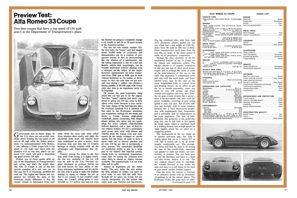 CD October 1968 - Preview Test Alfa Romeo 33 Coupe