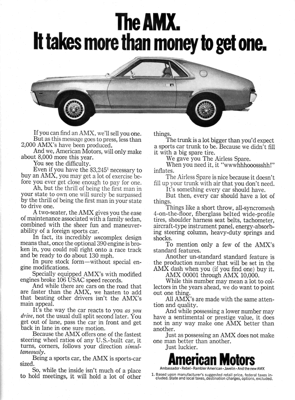 1968 AMC AMX Ad "It takes more than money to get one"