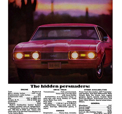 1968 Oldsmobile Ad 442, “Hidden Persuaders”