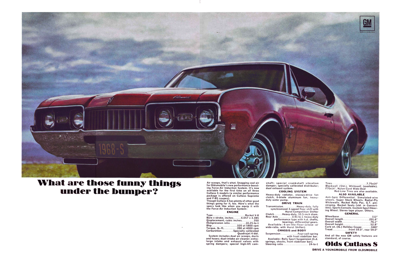 1968 Oldsmobile Ad Cutlass S, W-30, “What Are Those Funny Things”