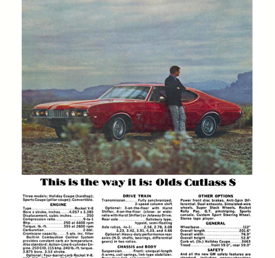 1968 Oldsmobile Ad Cutlass S “The Way It Is”