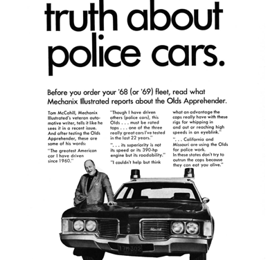 1968 Oldsmobile Ad Delmont 88 “The Truth About Police Cars”