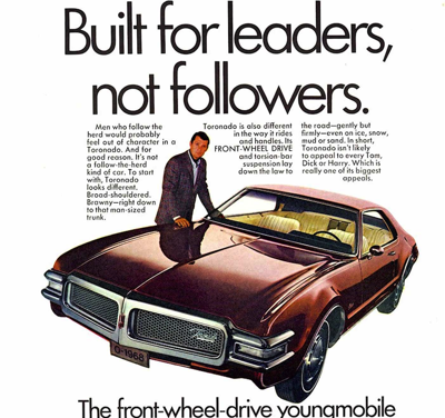 1968 Oldsmobile Ad Toronado  “Built for Leers Not Followers”