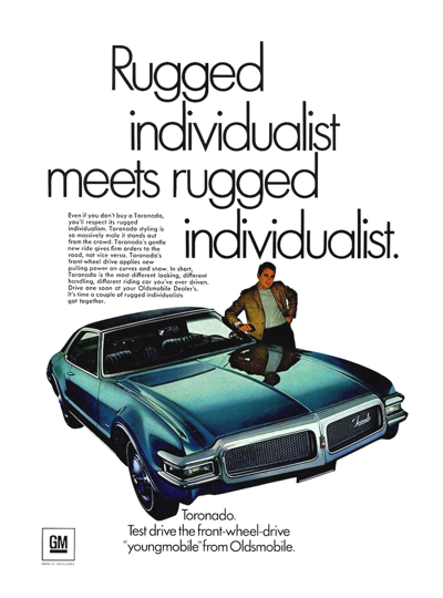 1968 Oldsmobile Ad Toronado "Rugged Individualist"