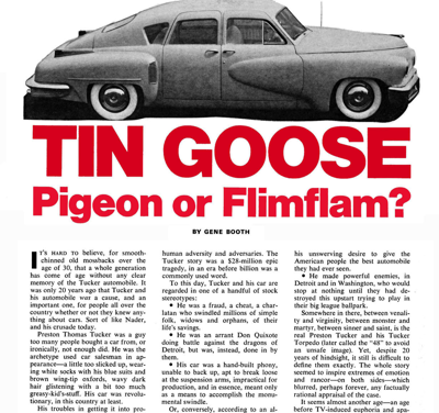 CL January 1969 – TUCKER’S TIN GOOSE Pigeon or Flimflam?