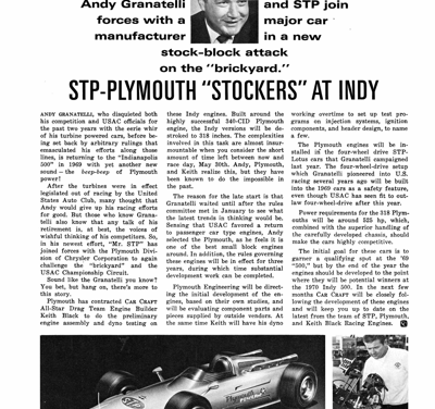 CC April 1969 – STP-PLYMOUTH “STOCKERS” AT INDY