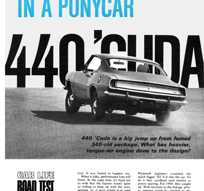 CL June 1969 – BIGGEST ENGINE YET IN A PONYCAR 440 ‘CUDA