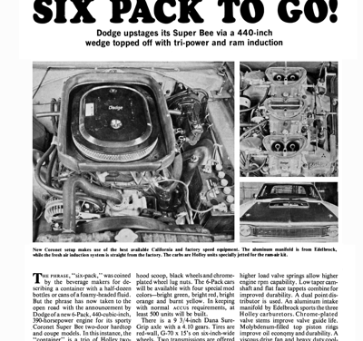 HPC June 1969 – SIX PACK TO GO!