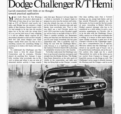 CL November 1969 – Dodge Challenger R/T Hemi