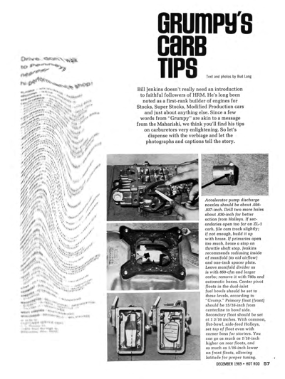 HR December 1969 - GRUMPY'S CARB TIPS