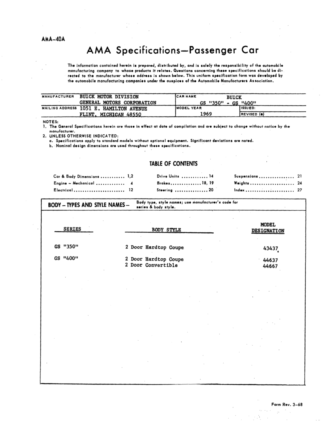 Technical Information & Specifications - autohistorypreservationsociety.org