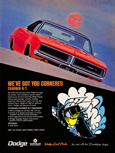 1969 Dodge Ad Charger "We've got you cornered"