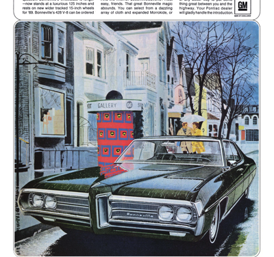 1969 Pontiac Ad Bonneville 4-door Hardtop, Midnight Green