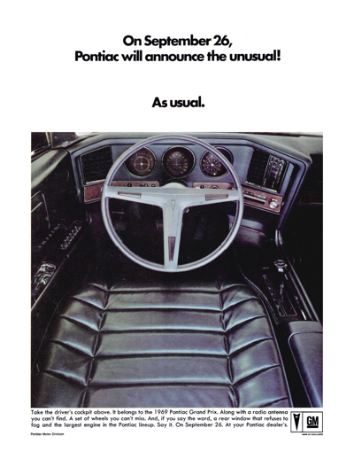 1969 Pontiac Ad Grand Prix Interior