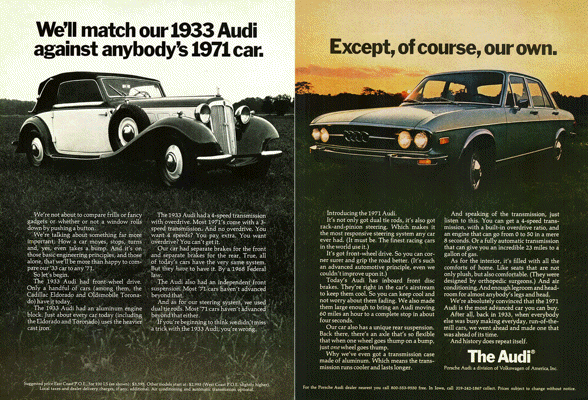 1971 Audi 100 Ad " We'll match"