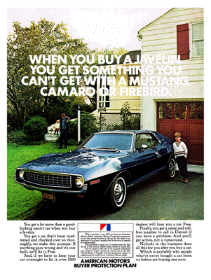 1972 AMC Ad "When you buy a Javelin"