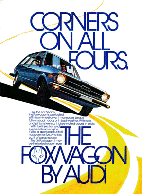 1976 Audi Fox Ad "Corners on all fours"