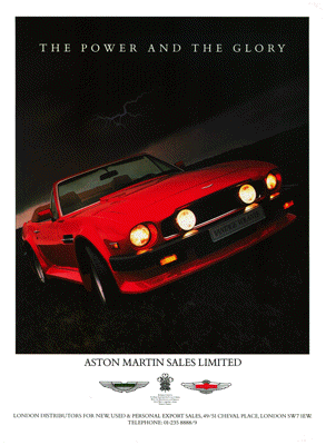 1987 Aston Martin Vantage Ad "The Power and The Glory"